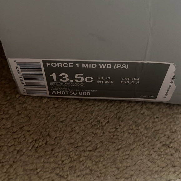 NIB boys Air Force 1 mid WB size 13.5 child - Picture 7 of 7